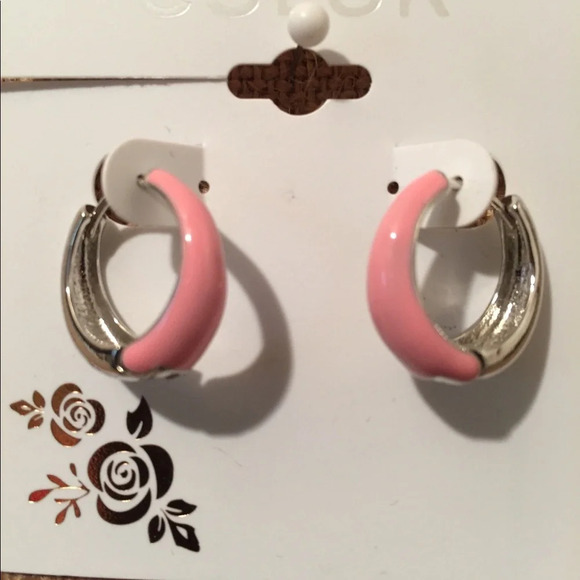 🆕 Color Brand Pink & Silver Hoop Earrings - Picture 4 of 5